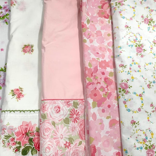 Drap plat à fleurs roses à assortir, choix de la taille et du motif Tissu artisanal à coudre fleurs roses roses