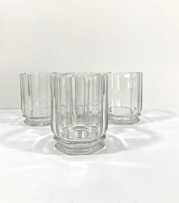 Vetravir Clear Glass Tumblers Rock Glasses Paneled Octagonal Etsy