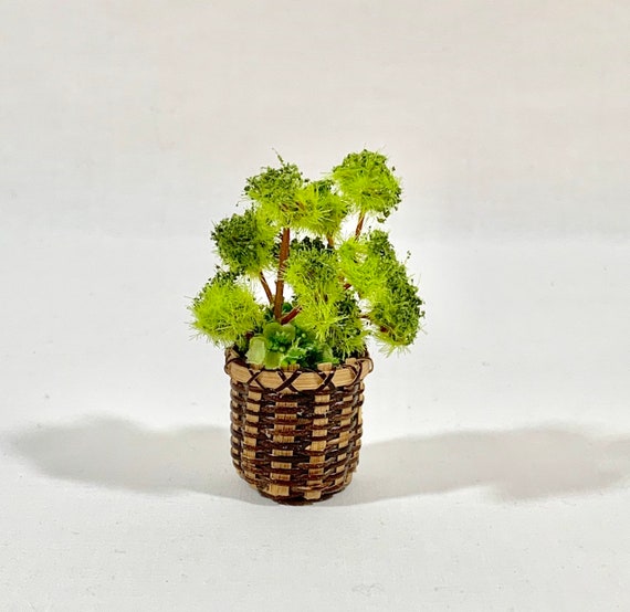 Miniature Dollhouse Ornament Pot Plant Craft Home Decor Wicker Gift Baskets AD
