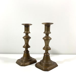 Brass Candlestick Pair Vintage Gold Metal Candle Holder Candleholder Set of Two