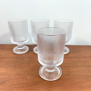 Sasaki Rain Glass Clear Textured Water Goblets Made in Japan Set of Four