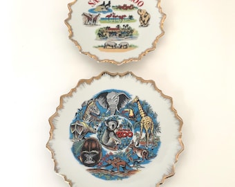 San Diego Zoo Souvenir Plates Vintage Ceramic Gold Rimmed Souvenir Plate Choice of Size