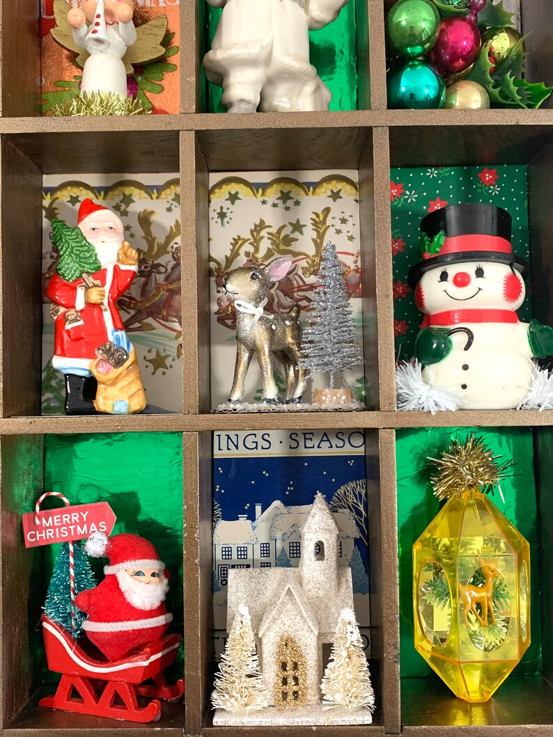 Christmas Shadow Box Vintage Christmas Ornaments Holiday Etsy