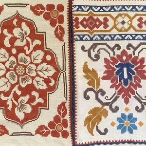 Vintage Hand Embroidered Cross Stitched Pillow Cover Handmade Pillow Case Choice of Patterns
