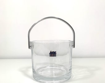 Vintage Crystal Ice Bucket with Stainless Steel Handle