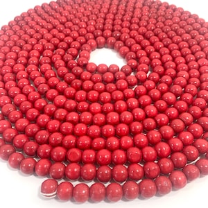 Red Wood Bead Christmas Garland Country Farmhouse Cranberry Garland