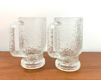 Vintage Indiana Glass Clear Crystal Ice 9Piece Set 8 Mugs outlet and Pitcher