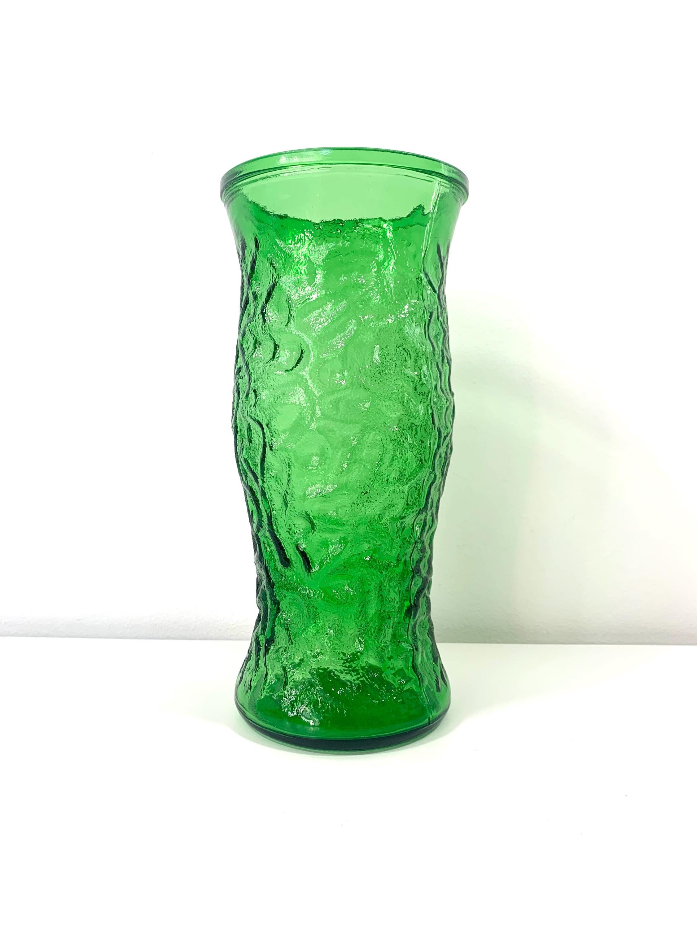 ミッドセンチュリー　ヴィンテージガラス　花瓶　オブジェ ミッドセンチュリーモダントール花瓶グリーンガラス花瓶ヴィンテージ