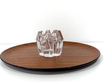 Dikke Mid Century moderne Scandinavische kaars votief houder Christen Sjögren Lindshammar Glasbruk kaarshouder