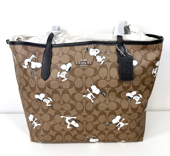 Buy Coach X Peanuts City Tote Signature Canvas Snoopy Print New 