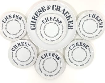Shafford MCM Cheese & Crackers Plate Set: Typography Appetizer Plates