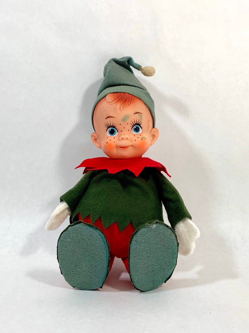 Christmas Elf Pixie Vintage Felt Elf Knee Hugger Doll Kitschy | Etsy