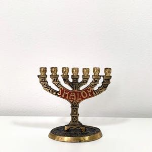 Brass Hanukkah Channukah Menorah Vintage Wainberg Small Mini Seven Arm Branch Menorah Made in Israel