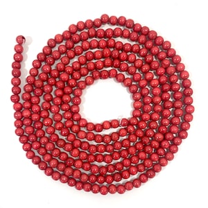 Red Wood Bead Christmas Garland Country Farmhouse Cranberry Garland