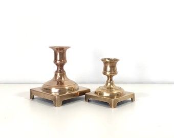 Brass Candlestick Pair Vintage Gold Metal Candleholder Set of Two Made in England