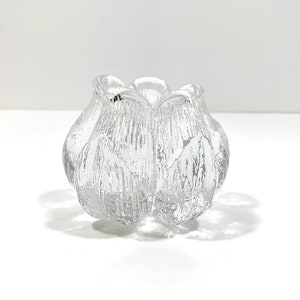 Kosta Boda Rosebud Flower Candle Votive Tea Light Holder Textured Glass Candleholder