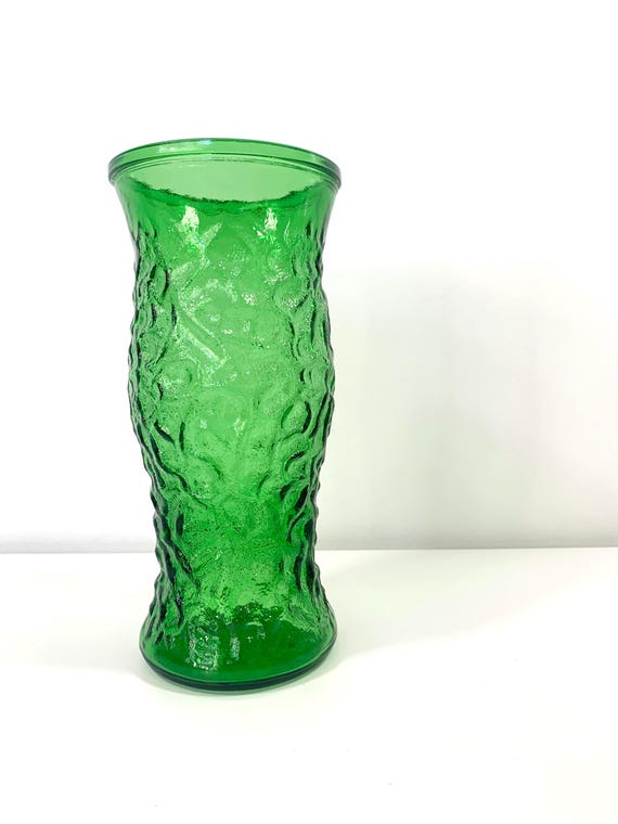 ミッドセンチュリーモダントール花瓶グリーンガラス花瓶ヴィンテージ