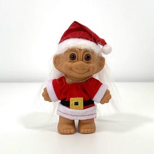 Santa Troll Doll Christmas Tree Ornament Vintage Russ Berrie Santa Claus Troll Figurine Doll