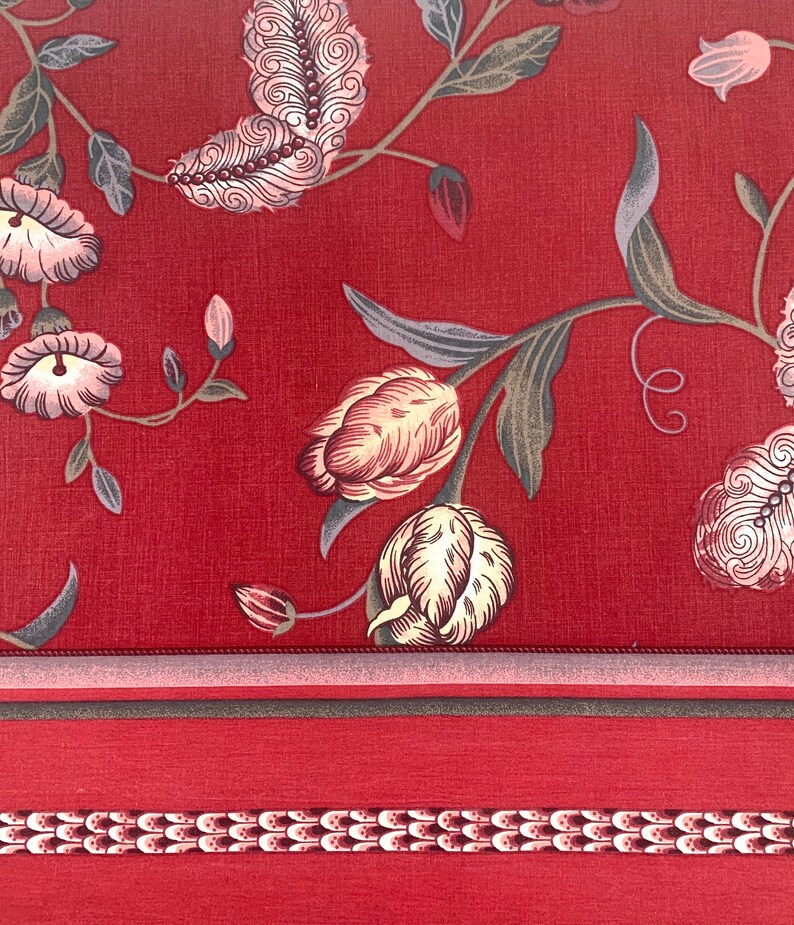Deep Red Floral Flat Sheet Vintage Wamsutta Supercale Full Etsy