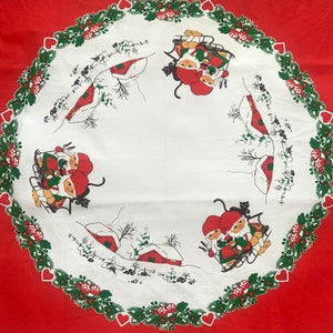Swedish Jul Christmas Gnome Tablecloth Scandinavian Tomte Elf Winter Holiday Square Printed Tablecloth