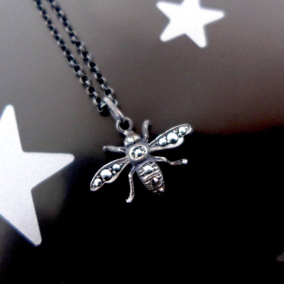 Antique Insect Fly Necklace Charm Necklace - image 2