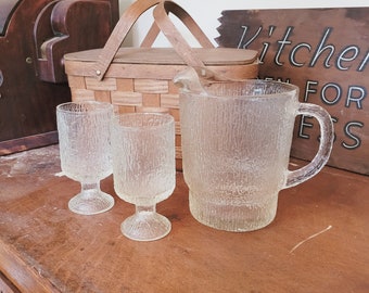 Vintage Glass Pitcher Set