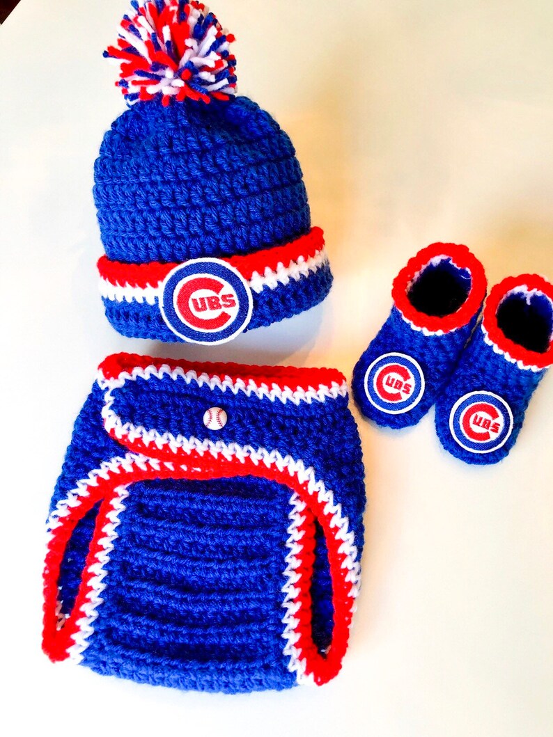 Cubs Hat Baby Boy or Girl Hat Diaper Cover Booties Outfit Etsy