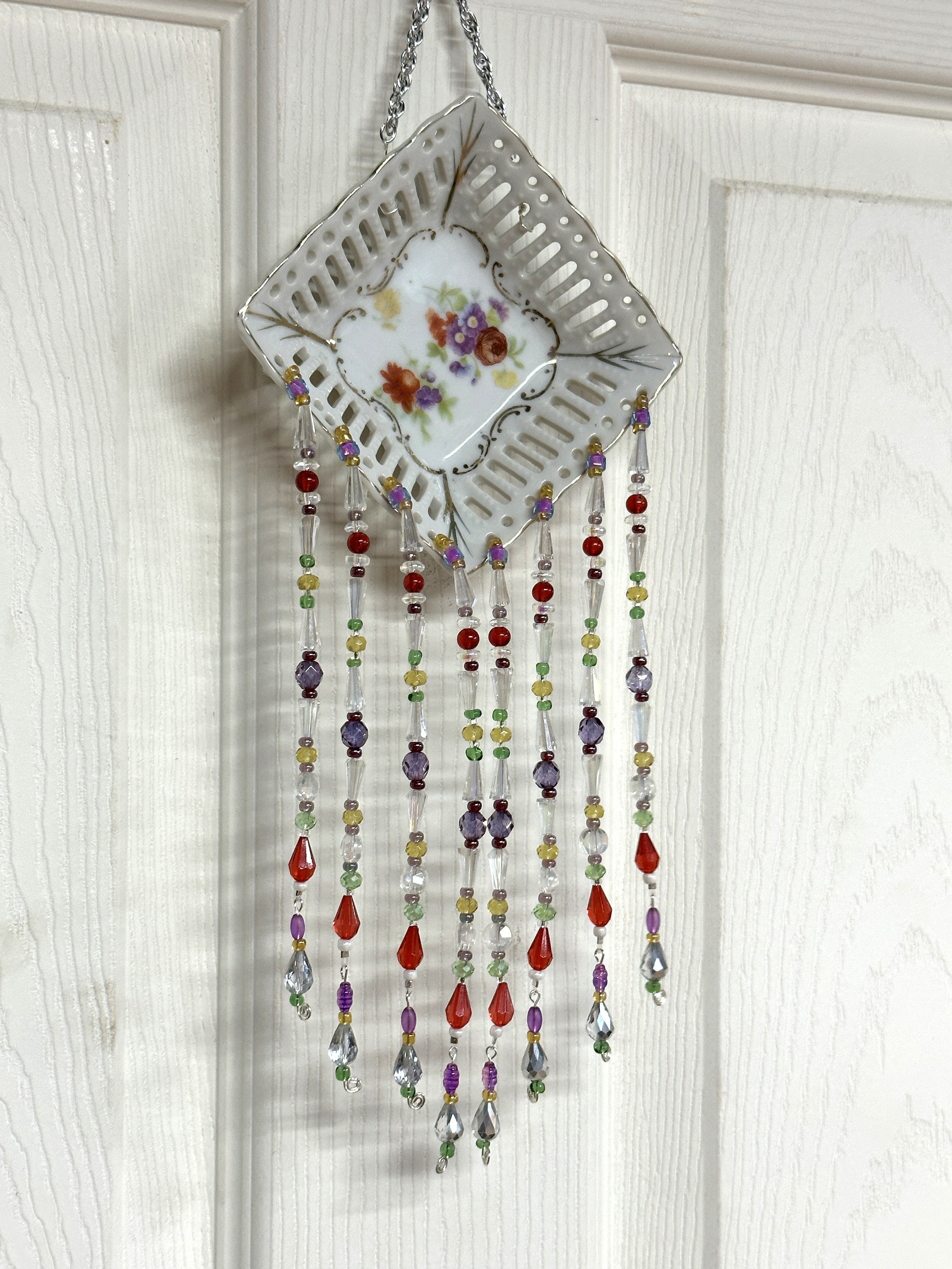 Suncatcher Outdoor Suncatcher Beaded Suncatcher Upcycled Etsy