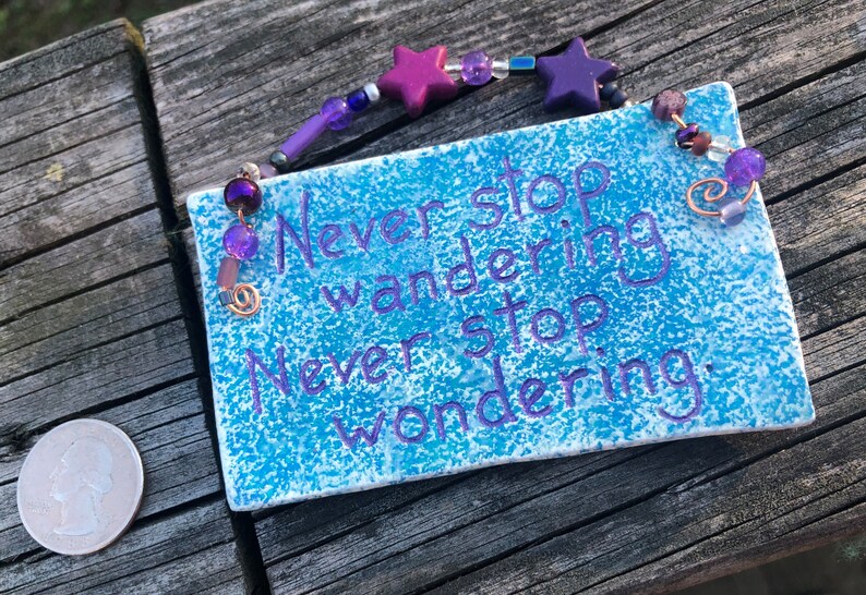 Clay Plaque, Whimsical, Decorative Plaque, Gift for Her, Beaded, Inspirational, Home Decor, Wall Hanging, Kind Words, Gift Giving image 3