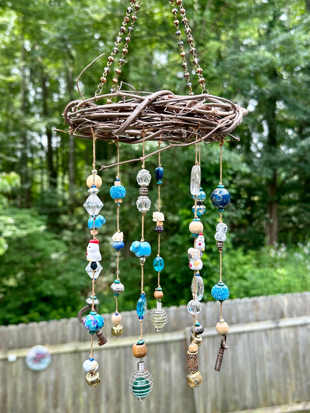 Beaded Mobile Suncatcher Yard Patio Garden Decor, Gift for Gardeners ...