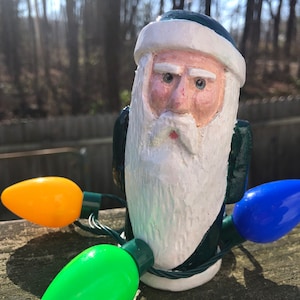 Hand Carved Santa Claus: Folk Art Wooden Christmas Decor