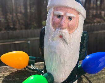 Hand Carved Santa Claus: Folk Art Wooden Christmas Decor