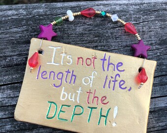 Clay Plaque, Whimsical, Decorative Plaque, Gift for Her, Beaded, Inspirational, Home Decor, Wall Hanging, Kind Words, Gift Giving