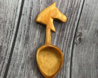 Hand Carved Wooden Spoon, Hand Carved spoon, Horse, kitchen gadget, Rustic, wood, gift for her, chef gift, baker gift, spoon, eclectic