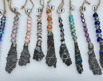 Beaded Black Kyanite Witch Broom, Handmade Altar Piece, Pendant, Pendant, Ornament, Spiritual Journey
