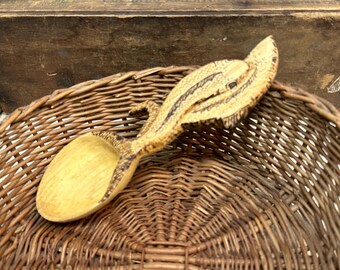 Hand Carved Wooden Serving Spoon: Poplar Kitchen Utensil, 7.25"