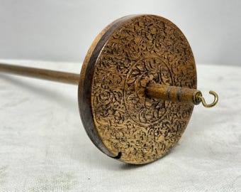 Handcrafted Mahogany Top Whorl Drop Spindle: Wood Fiber Art Tool  2.5 ounce