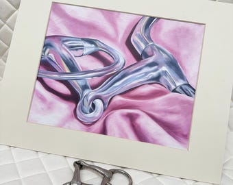 Trompe l’oeil Print - Snaffle Bit, Matted Art - Print of our original oil painting by Fog Hollow Studios
