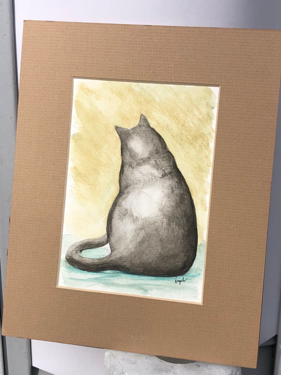 Original Fat Cat Watercolor Painting: Matted Animal Art (8x10) - Etsy