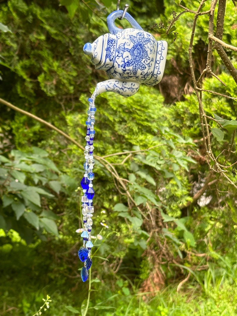 Mini Teapot Suncatcher, Suncatcher, Beaded Sun Catcher, Garden