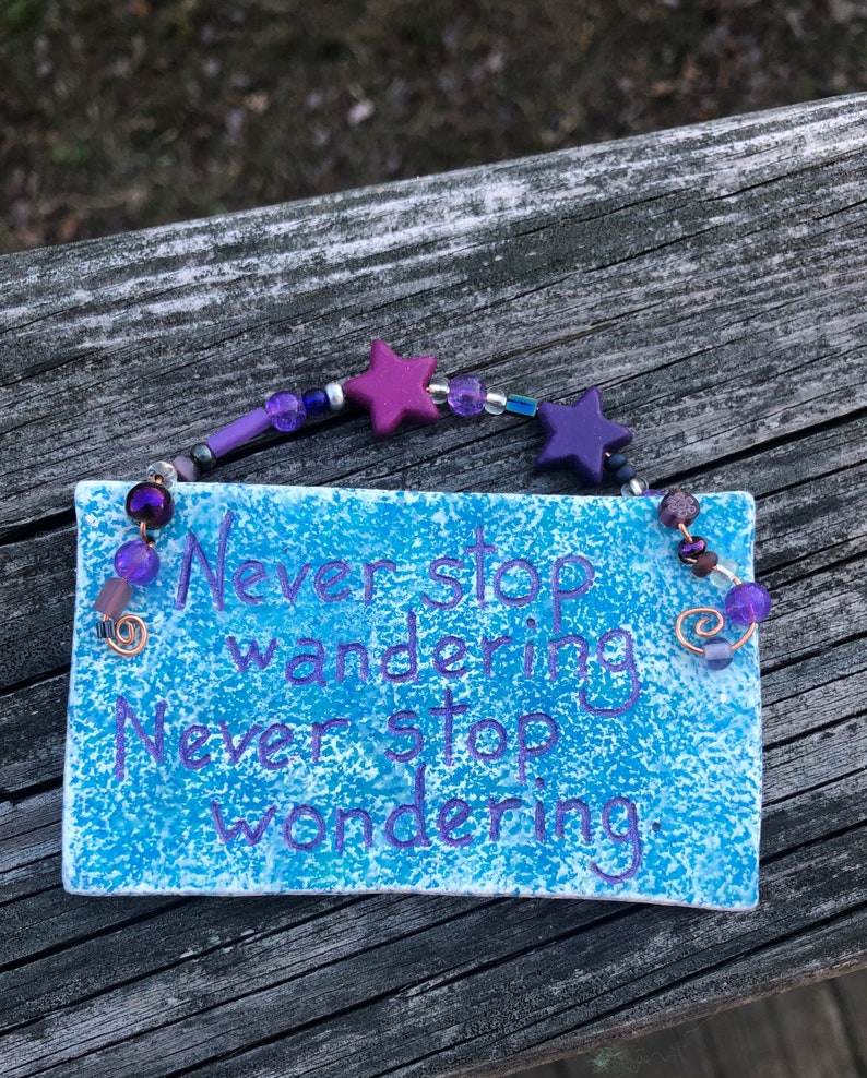 Clay Plaque, Whimsical, Decorative Plaque, Gift for Her, Beaded, Inspirational, Home Decor, Wall Hanging, Kind Words, Gift Giving image 1