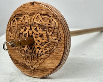 Handcrafted Oak Top Whorl Drop Spindle: Wood Fiber Art Tool  3 ounce