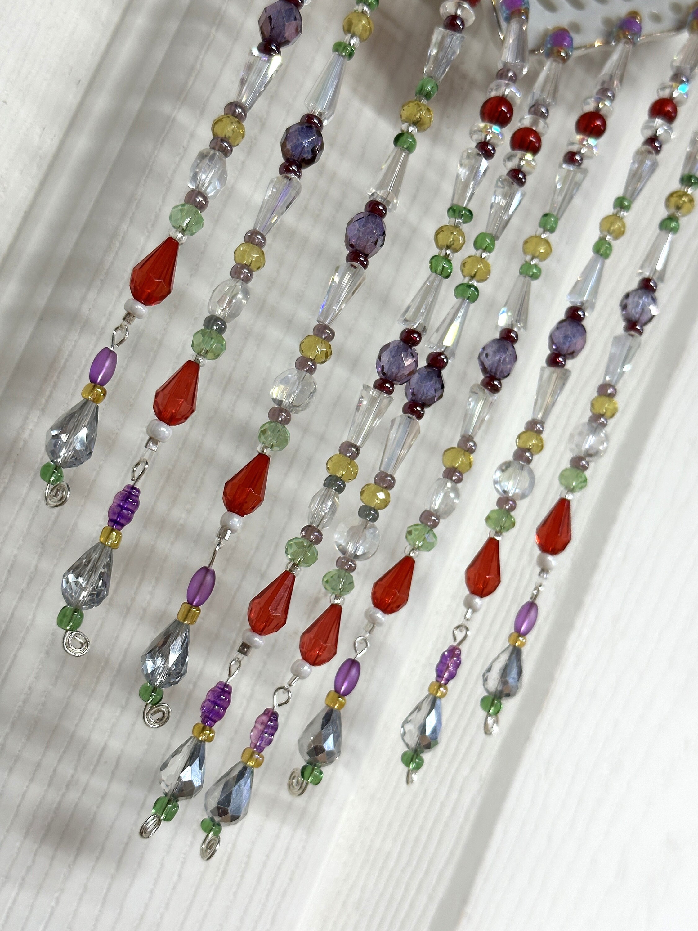 Suncatcher Outdoor Suncatcher Beaded Suncatcher Upcycled Etsy