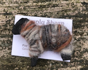 Sheep Pin, Wool Pin, Wool Wrapped Sheep Pin, Lapel Pin, Brooch, Sheep, Fiber, Whimsical Sheep, Jewelry, Sweet Sheep, Hand Spun Wool, Gift