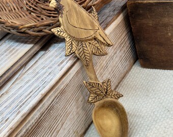 Hand Carved Wooden Spoon: Poplar Kitchen Serving Scoop, 7 Inch