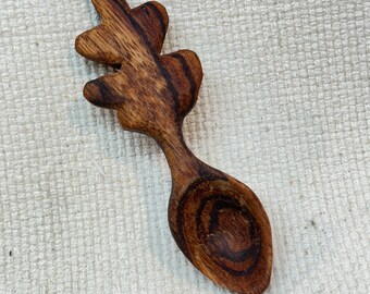 Hand Carved Zebra Wood Spoon: Organic Kitchen Serving Scoop, 5.25"