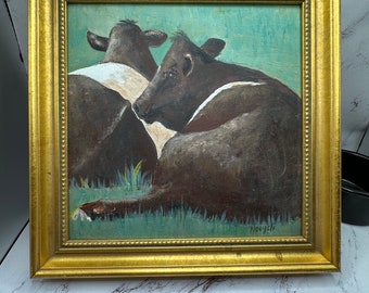 Belted Galloway Cow Original Acrylic Art Painting, Farm Country Life home decor, Wall Hanging Cow Painting, Mother’s Day gift, Housewarming