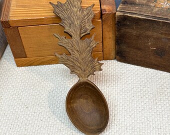 Hand Carved Wooden Serving Spoon: Poplar Wood, Beeswax Finish