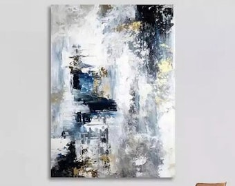 blue paintings blue abstract art blue artwork Large blue Abstract Painting blue canvas art Horizontal Abstract Painting blue wall decor