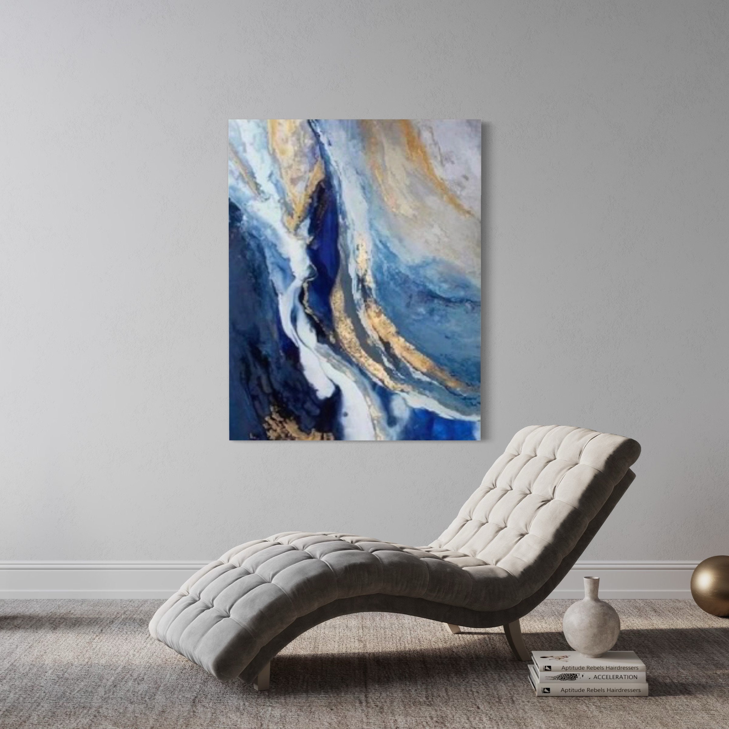 Blue Gold Abstract Painting Gold Abstract Painting Large Abstract ...